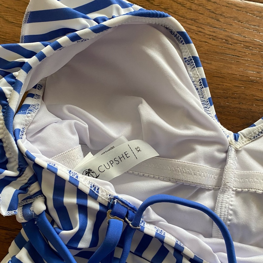 Cupshe Blue & White Stripe Adjustable One Piece XS - Picture 7 of 9